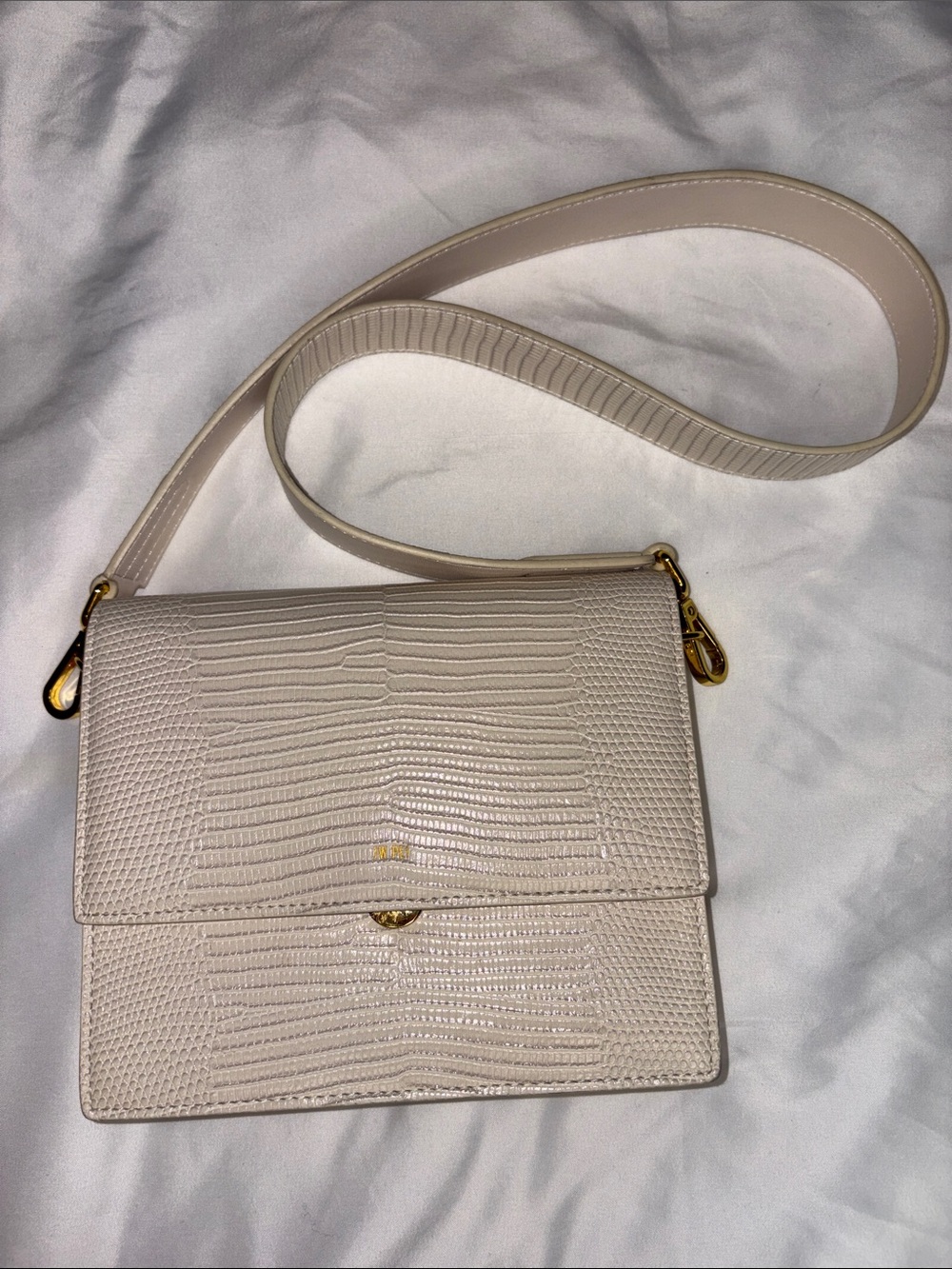 JW Pei Ivory Reptile Embossed Shoulder Bag NWOT